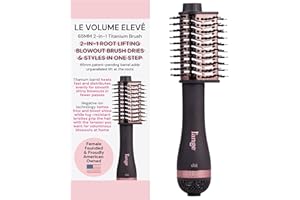 L'ANGE HAIR Le Volume Elevé 65MM 2-in-1 Titanium Brush Dryer | Dry and Style | Unique Teardrop Shape Barrel | 3 Heat Settings | 360° Vented Airflow | Ionic Technology for Frizz-Free Styling (Black)