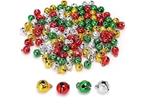 LIGHOON 1/4 Inch Jingle Bells Christmas Bells Small Bell Mini, Tiny Crafts Bells, DIY for Home Making Ornaments Wreath Pet Decorations Bracelet Anklets Necklace Knitting Jewelry Making 120 Pcs, 4 Colors