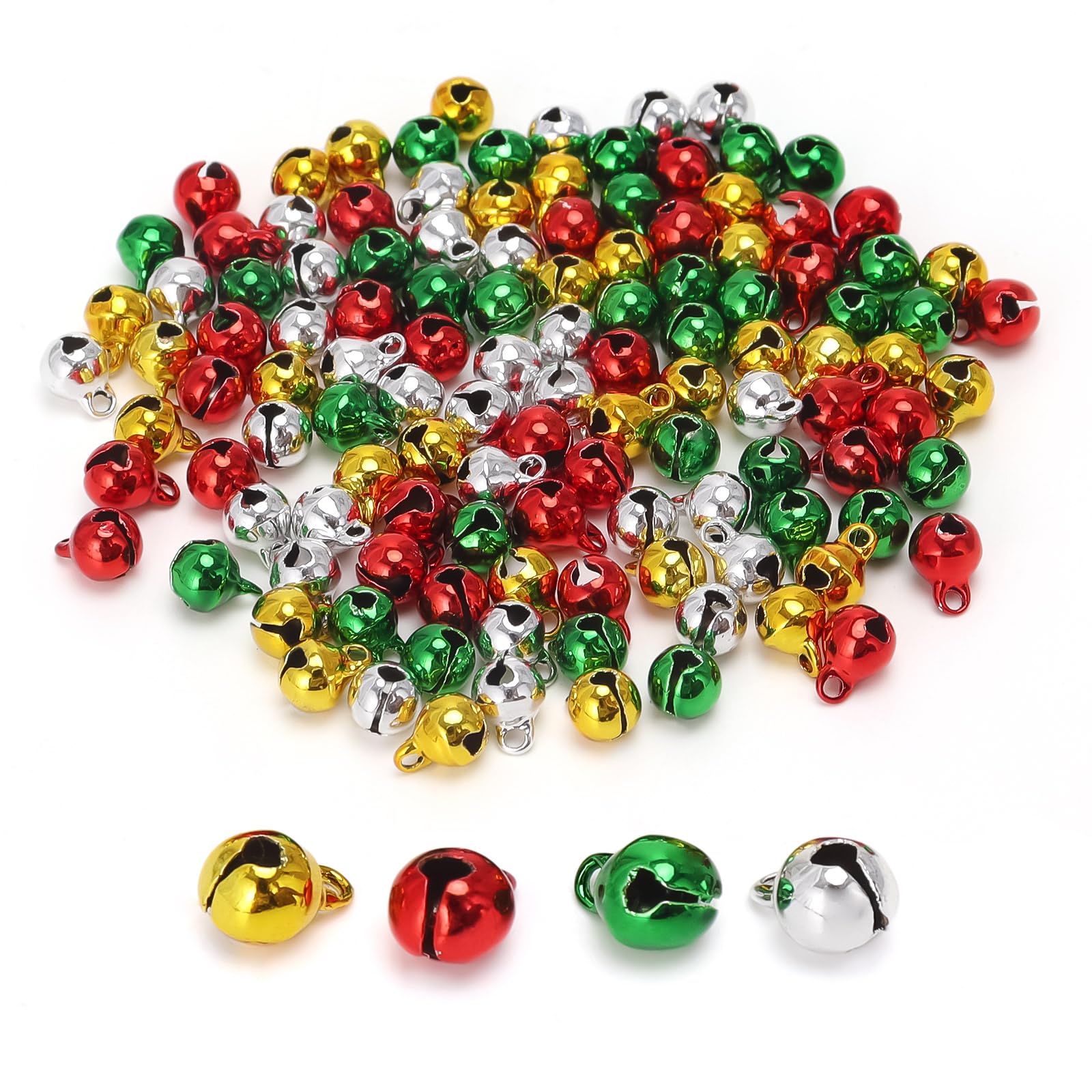 Photo 1 of 1/4 Inch Jingle Bells Christmas Bells Small Bell Mini, Tiny Crafts Bells, DIY for Home Making Ornaments Wreath Pet Decorations Bracelet Anklets Necklace Knitting Jewelry Making 120 Pcs, 4 Colors