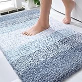 OLANLY Bathroom Rug Mat 30x20, Extra Soft and Absorbent Microfiber Bath Rugs, Non-Slip Plush Shaggy Bath Carpet, Machine Wash Dry, Bath Mats for Bathroom Floor, Tub and Shower, Blue