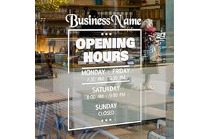 XRLSG Custom Business Hours Sign for Glass Door Personalized Window Vinyl Decal with Company Name Logo for Store Restaurant O