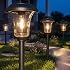 XMCOSY+ Solar Pathway Lights, 4 Pack Metal Solar Lights Outdoor Waterproof, 20/40LM Bright Solar Powered Garden Light for Yar