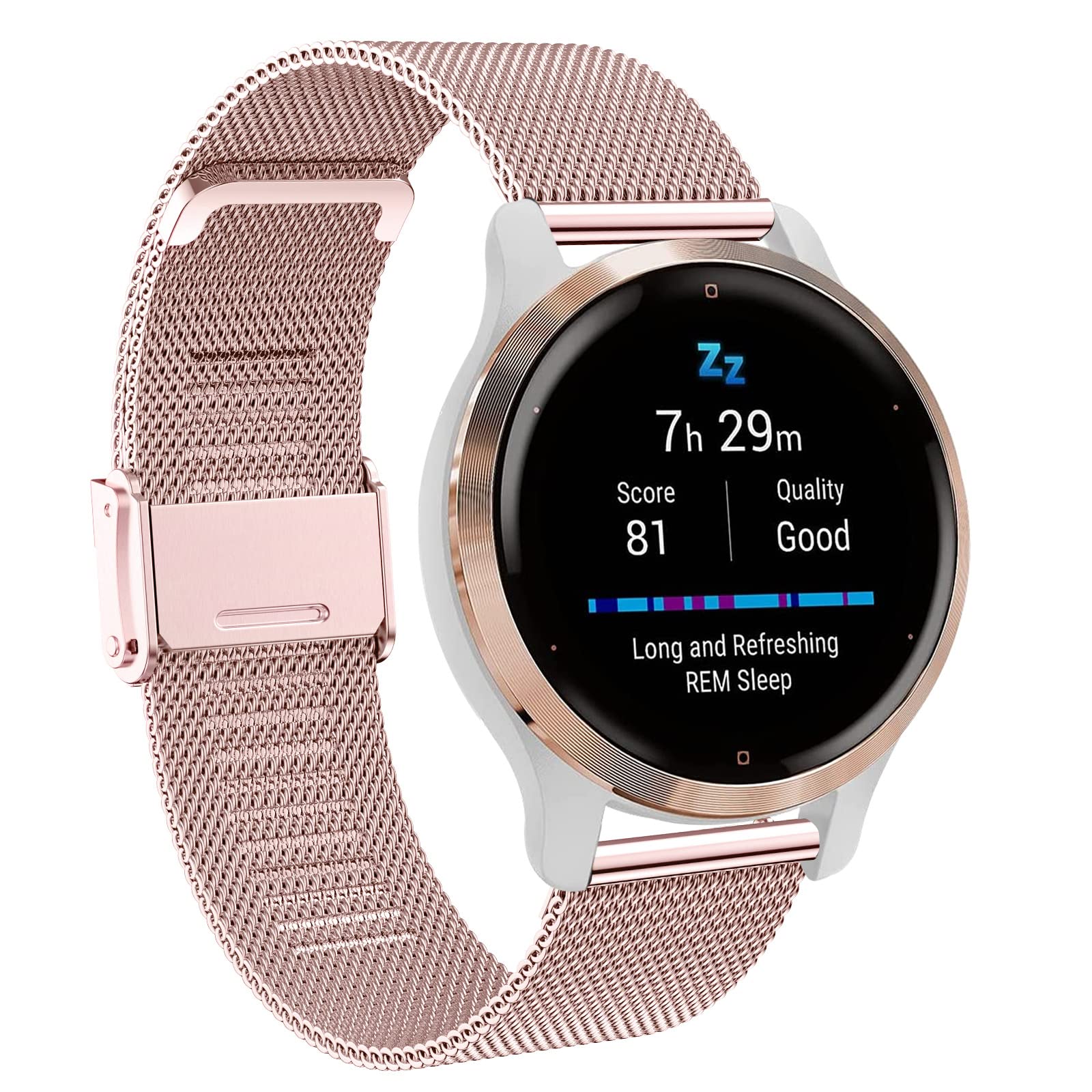 Strap for Garmin Venu 2S, 18mm Stainless Steel Metal Replacement Strap for Vivoactive 4S 40mm, Forerunner 255S, 255S Music, Vivomove 3S, Fossil Women's Q Venture HR Gen 4, Gen 3, Huawei Watch 1