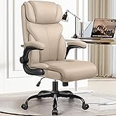 HeroSet Office Chair, Ergonomic Big and Tall Computer Desk Chairs, Executive Breathable Leather Chair with Adjustable High Back Flip-up Armrests, Lumbar Support Swivel PC Chairs with Rocking Function