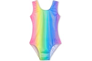 Domusgo Gymnastics Leotards for Girls Sparkly One Piece Sleeveless Dance Unitard Biketard with Shorts