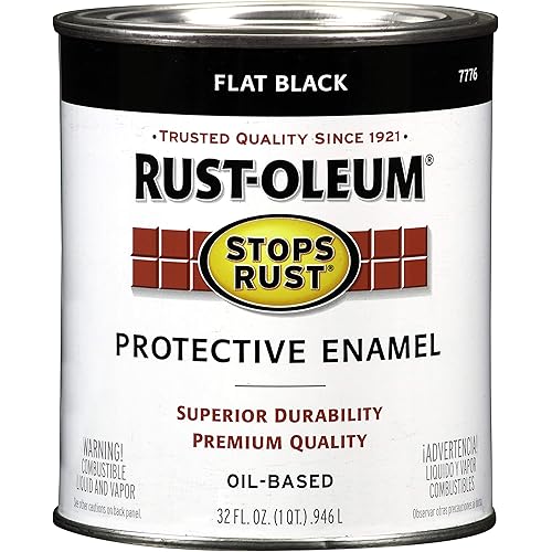 Protective Enamel Paint Stops Rust, 32-Ounce, Flat Black - New