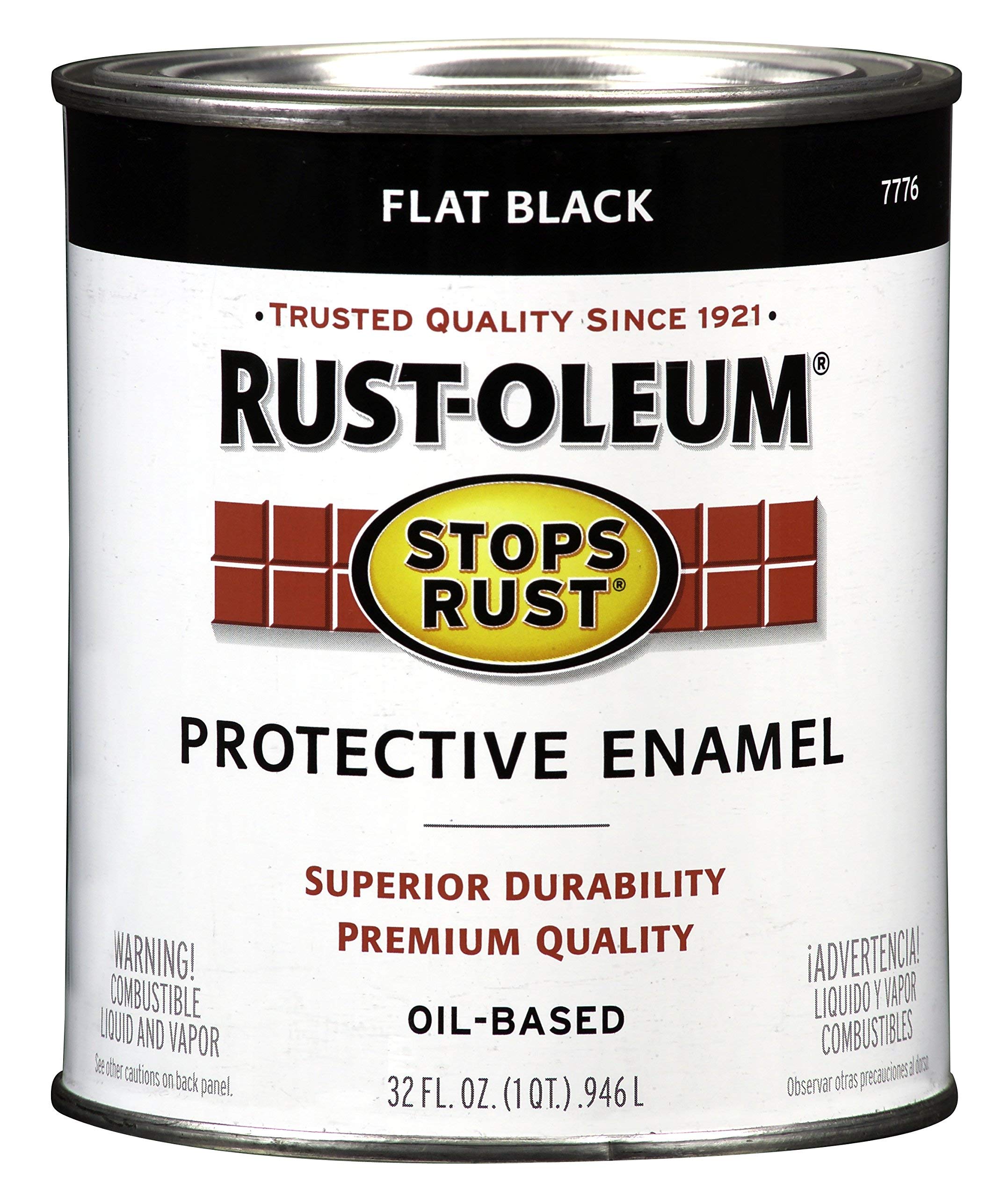 Protective Enamel Paint Stops Rust, 32-Ounce, Flat Black - New