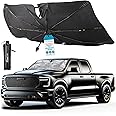 BIRDROCK HOME Car Windshield Sun Shade Umbrella - Foldable Cover UV Block for Front Window, Sunshield for SUV, Truck & Sedan, Protect Interior from Sun, Heat, & Wind - Extra Large - Black & Silver