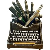Vintage Typewriter Pencil Holder for Desk &ndash; 4.5" Retro Pen Organizer Holds 30+ Pens, Heavy Resin Desk Decor, Nostalgic Gift for Writers, Authors &amp; Typewriter Lovers
