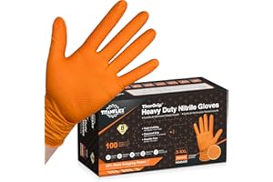 TitanFlex Thor Grip Heavy Duty Industrial Orange Nitrile Gloves with Raised Diamond Texture, 8-mil, Latex Free, Powder Free