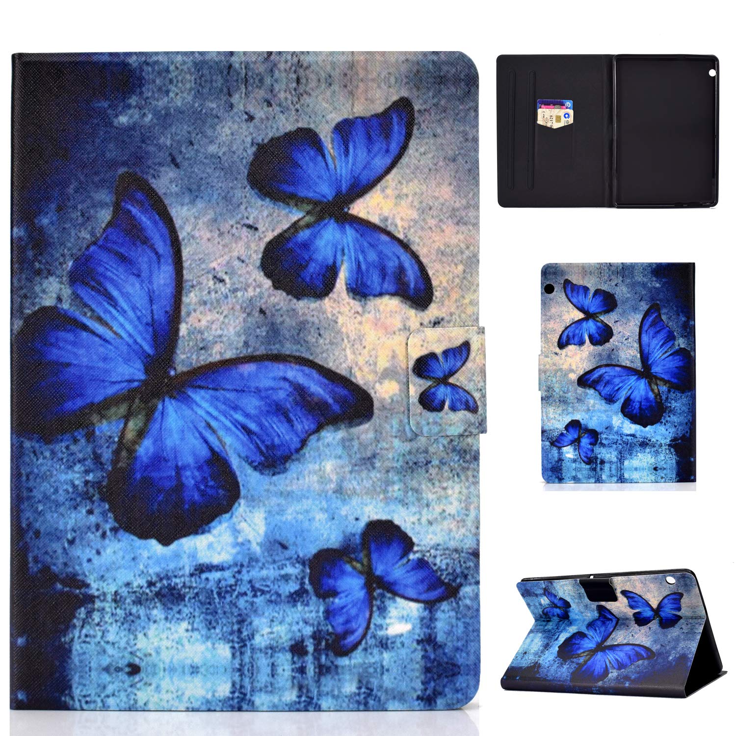 Case for Huawei MediaPad T5 10.0 inch- Ultra Slim PU Leather Protective Cover with Stand Function and Auto Wake Up/Sleep Function for Huawei MediaPad T5 (10.0 inch) Tablet PC-Retro butterfly