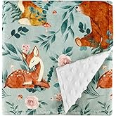 TANOFAR Minky Baby Blankets, Soft Toddler Blanket for Boys Girls, Dotted Backing, Double Layer Crib Receiving Blanket, for Nursery/Stroller/Toddler Bed/Carseat, 30 x 40 Inch, Woodland Animals
