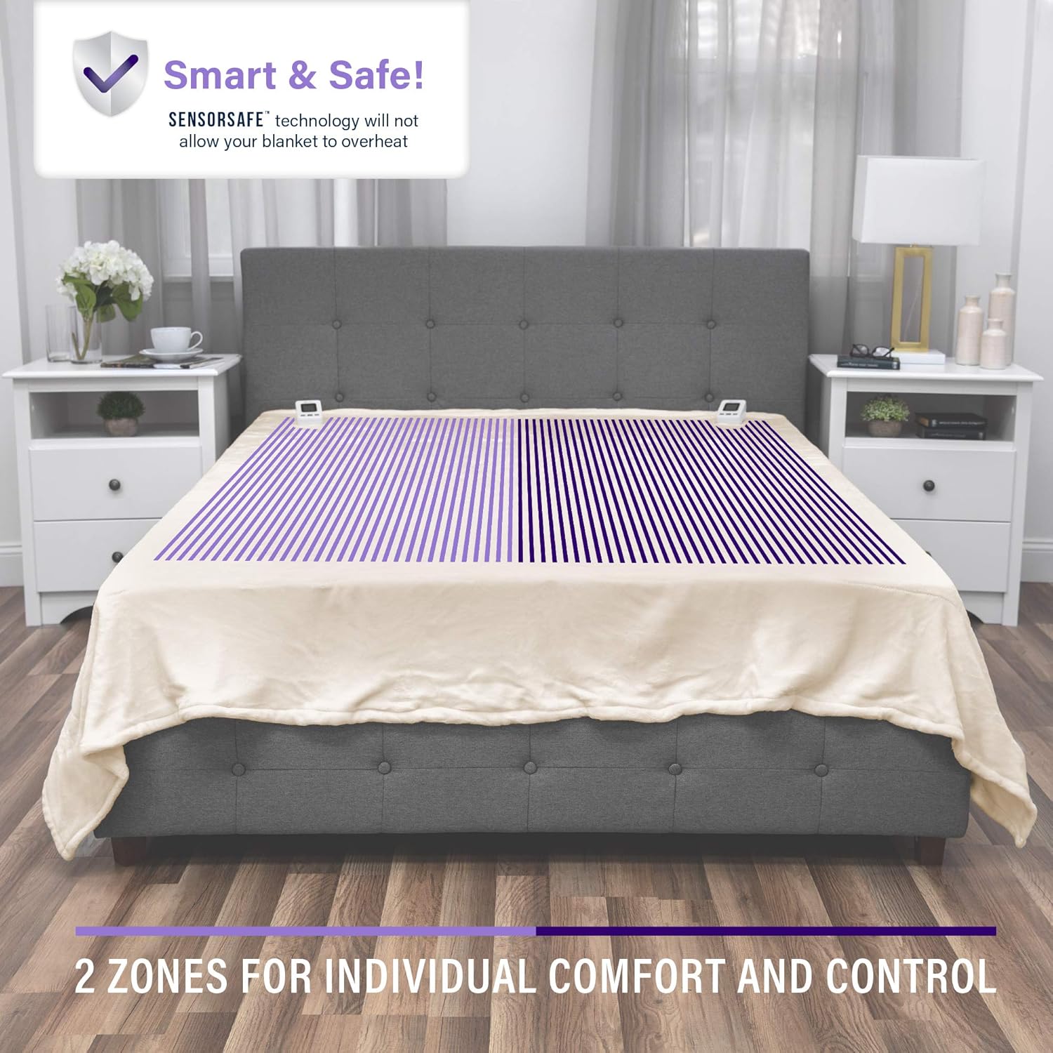 SensorPedic Heated Electric Blanket with SensorSafe, King, Ivory: Home & Kitchen