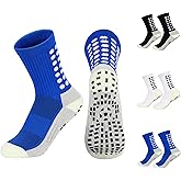 LIFPAU Kids Soccer Grip Socks Boys Girls Non Slip Athletic Crew Sports Socks 3 Pairs Football Basketball 4-16 Years