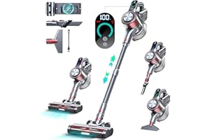 Voweek Cordless Vacuum Cleaner, 400W/35Kpa Stick Vacuum with Smart Display, Up to 45 Mins Runtime, 8-in-1 Vacuum Cleaner for Home with Charging Dock, 5-Layer Filtration for Pet Hair/Carpet/Hard Floor