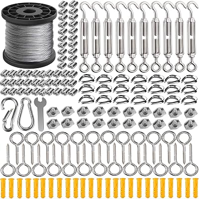 AMLOOPH 100m Garden Wire Kit 2mm Stainless Steel Tension Catenary Trellis Kit