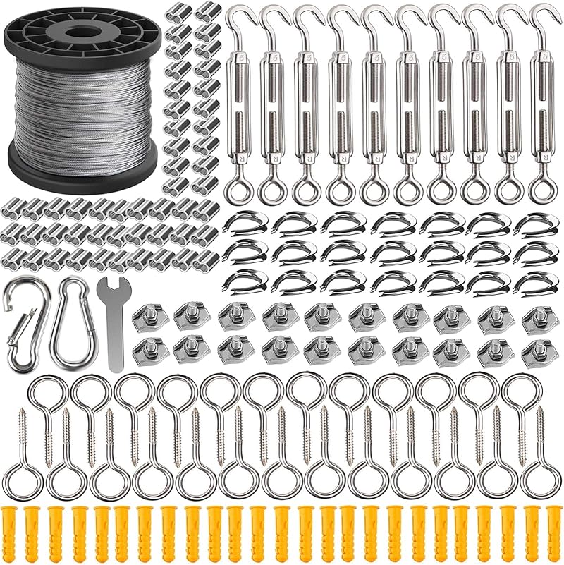AMLOOPH 100m Garden Wire Kit 2mm Stainless Steel Tension Catenary Trellis Kit