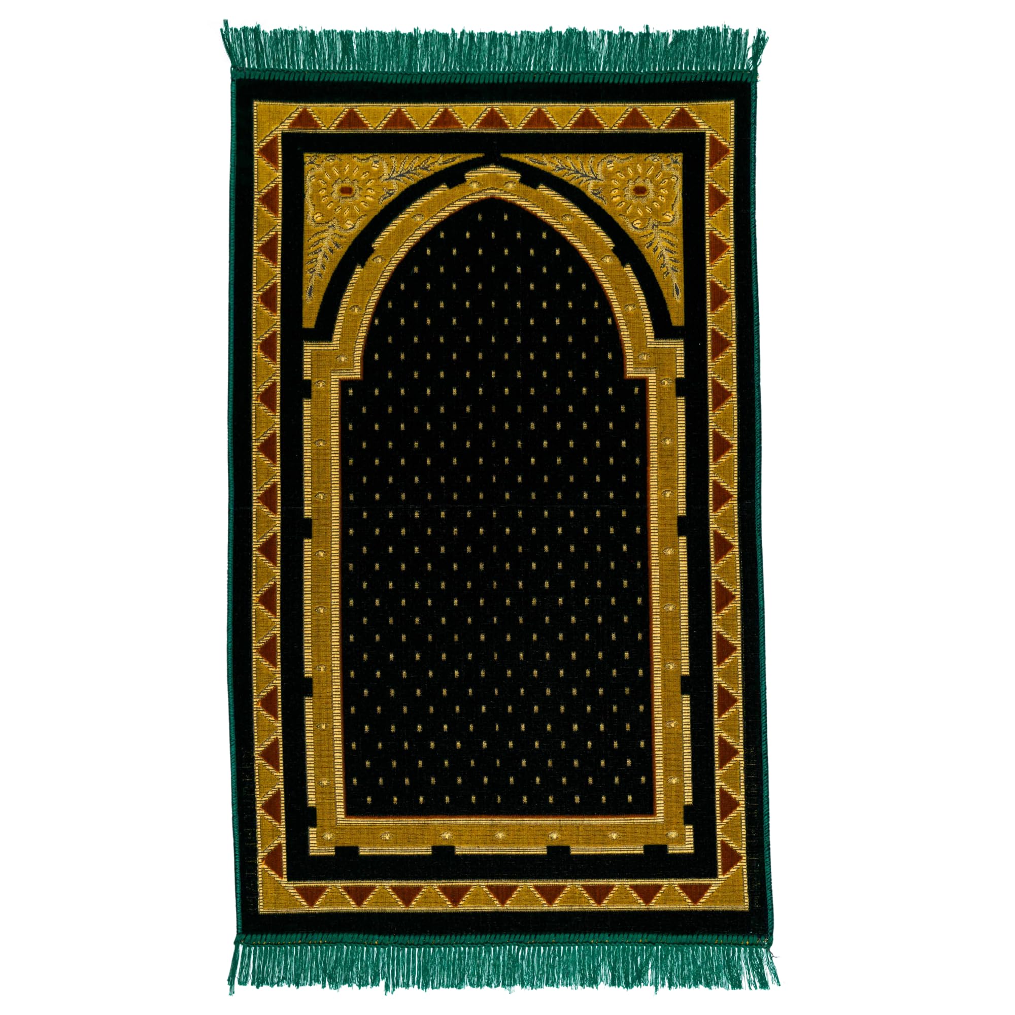 homeart Muslim Prayer Rug, Soft Plush Thin Islamic Prayer Mat, Janamaz, Sajada, Praying Carpet, Islamic Gift for Men & Women, Ramadan Eid Hajj Gift, Taif Pattern, Dark Green