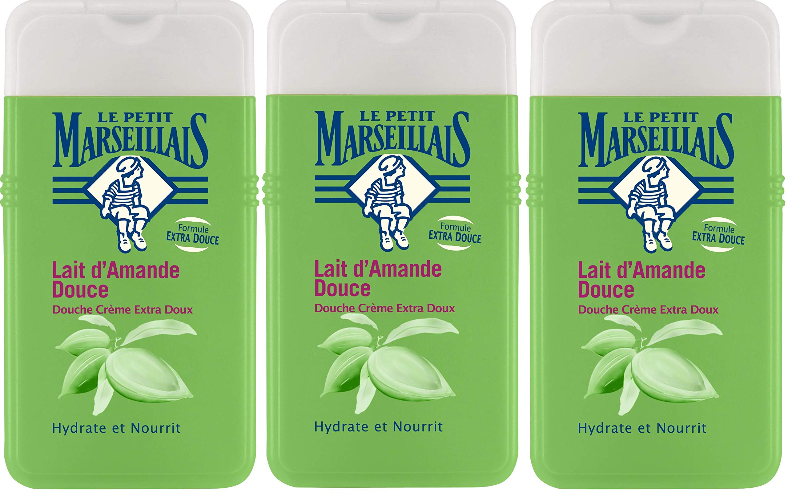 Le Petit Marseillais Extra-Mild Shower Gel, Sweet Almond Milk, 250 ml, Pack of 3