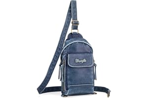 Wrangler Men's Sling Backpack Purse Crossbody Shoulder Bag with Adjustable Strap Vegan Leather Crossbody Bags for Men Women
