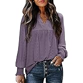 Magritta Womens Long Sleeve Casual Tunic Tops 2025 Winter Loose Dressy Shirts V Neck Flare Blouses