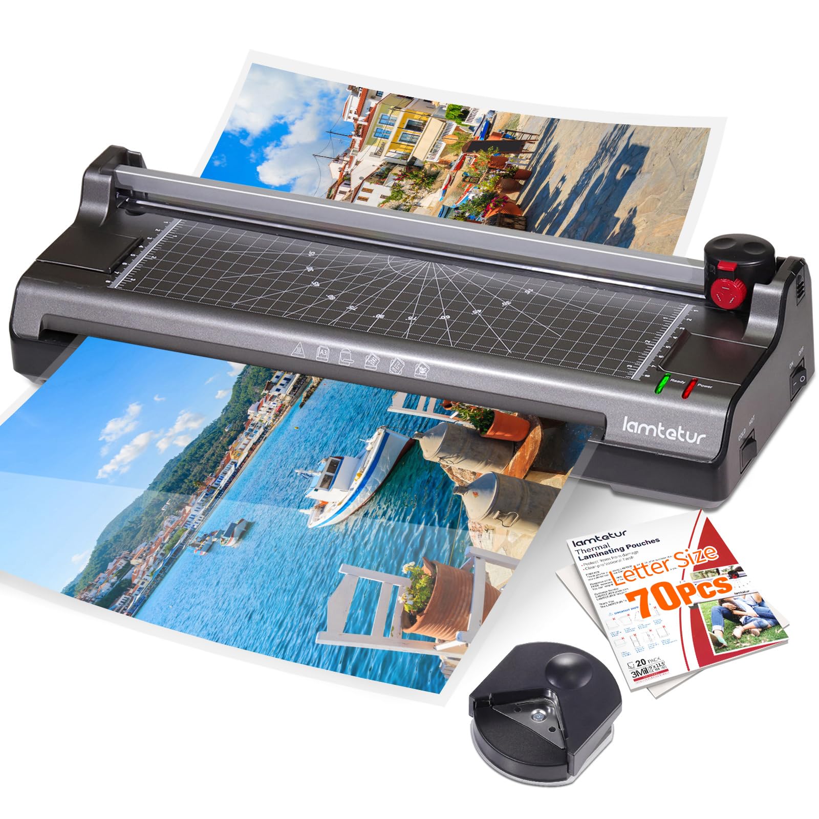 Photo 1 of 7 in 1 Thermal Laminator Machine 11X17 with 70 Letter Size Laminating Sheets for Office Home School Teacher Use,13 inch Hot&Cold Laminating for A3/A4,Lamination 3-5Mil With Paper Cutter,Corner Rounder