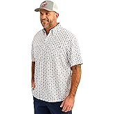 HUK - Men's Tide Point Pattern Short Sleeve Shirt, Fishing Button Down