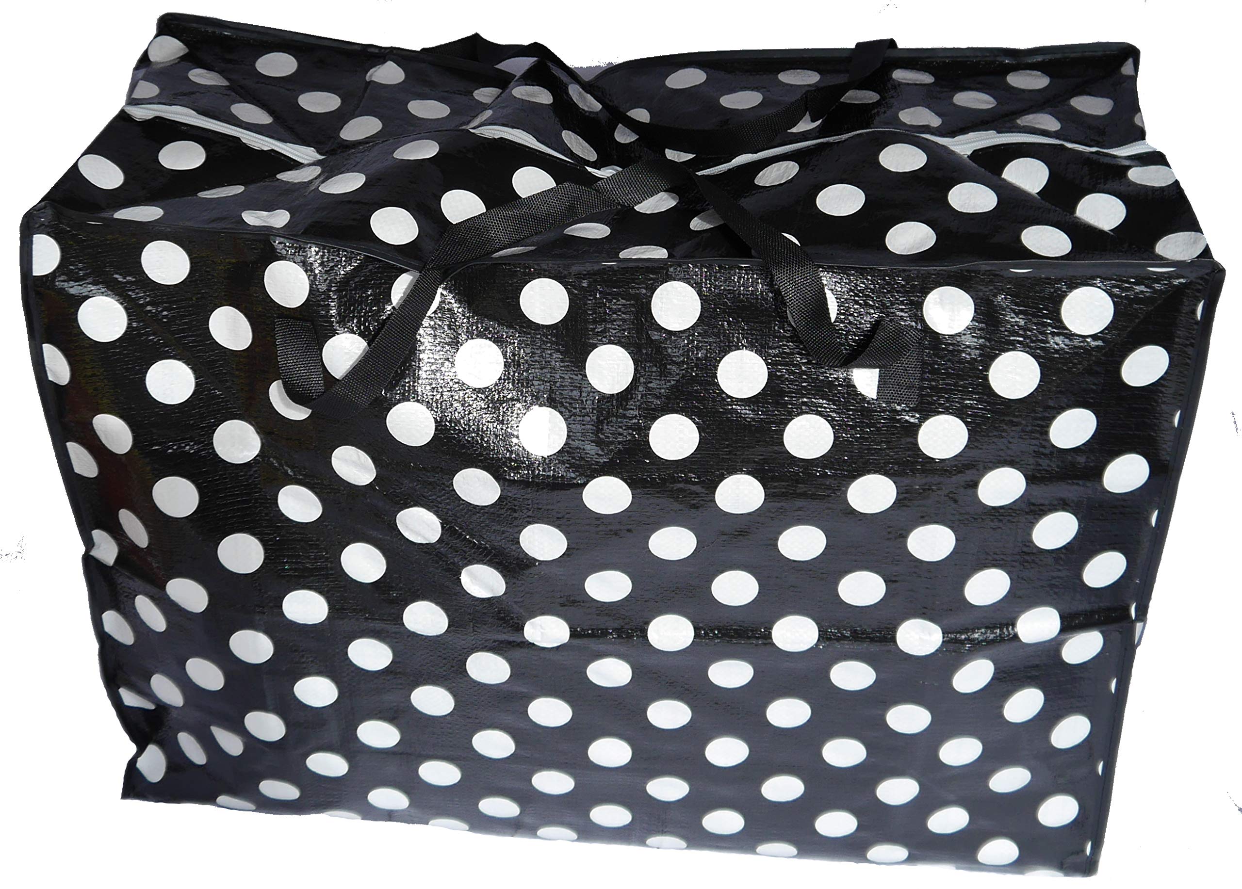 2 (Two) x Very Large Laundry Storage Moving Kids Toys Nursery Attic Zip Top Bag Huge Big Colourful and a Larissa & Co 100% Cotton Storage Bag/Eco Shopper (Black Polkadot)