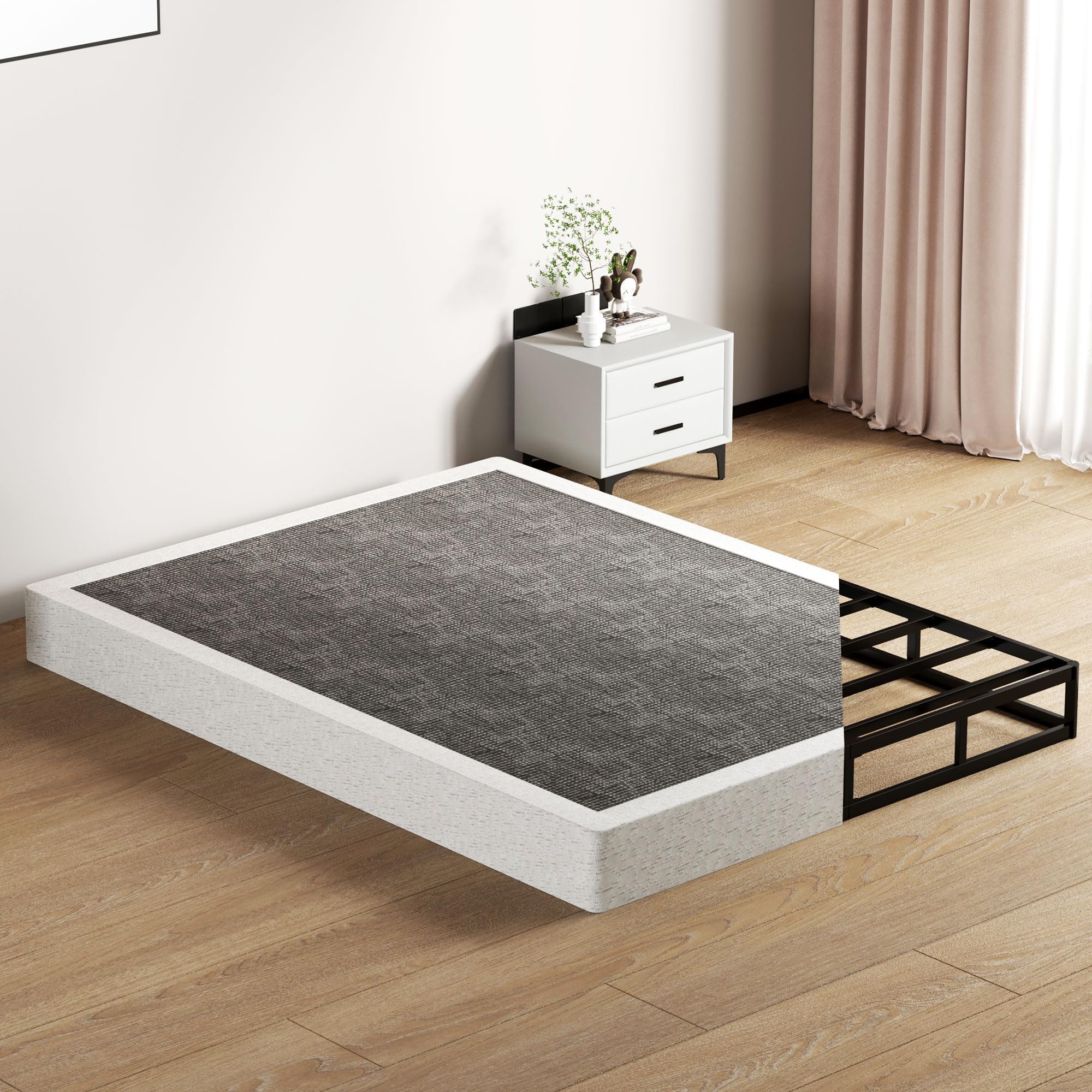 Photo 1 of SHOANED Cal King Metal Box Springs - 7 Inch Low Profile Heavy Duty Black Basics Bed Base Non Slip Box Spring Mattress Foundation, Easy Assembly, No Noise