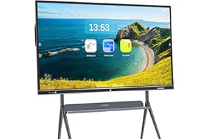 JYXOIHUB Interactive Whiteboard, 86inch Smart Board with 4K UHD Touch Screen Flat Panel, All in One Digital Electronic Whiteboard Built in Dual System for Conference