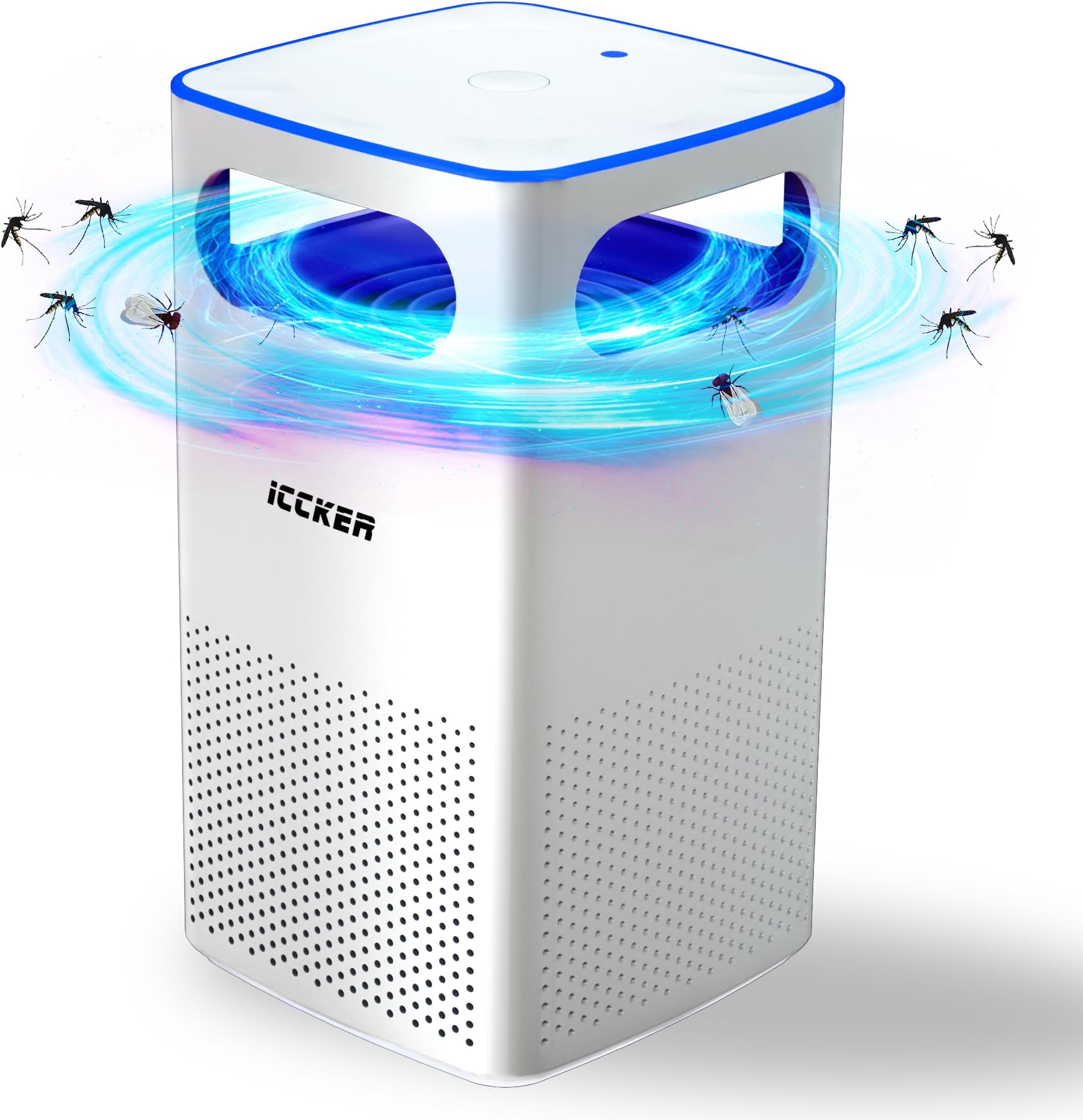 ICCKER Bug Zapper Insect Mosquito Killer with UV Trap Lamp & Fan & Night Light, 35dB Volume Limited Chemical-Free USB Powered Insect Dispeller with Suction Fan for Indoor Home