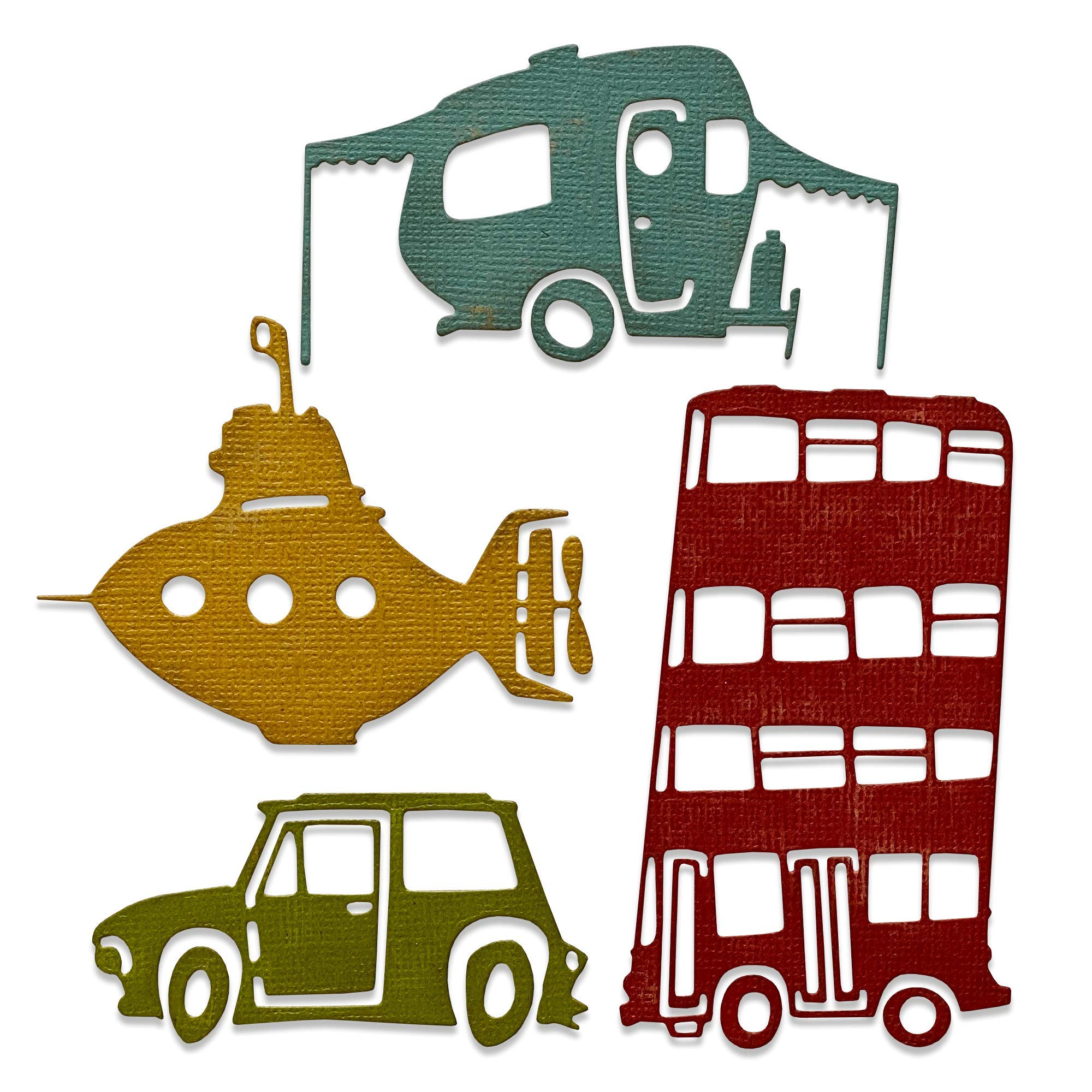 Sizzix Thinlits Die 665220 Wacky Transport #1 by Tim Holtz 4 Pack, Multicolour, One Size