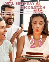 Yiran Pink 21st Birthday Candles 2 Piece Number 2 1 Pink Topper view 4