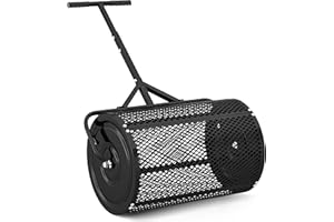 Betterhood 24” Compost Spreader Peat Moss Spreader, Lightweight Metal Mesh Manure Spreader W/Adjustable T Shaped Handle for Planting & Seeding, Fertilizer Spreaders for Lawns & Garden
