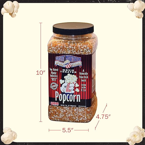 YELLOW POPCORN KERNELS BULK RESEALABLE 7LB JUG – NON-GMO PREMIUM GOURMET POPCORN KERNELS FOR POPPING IN MICROWAVE, STOVETOP, OR MACHINE BY GREAT NORTHERN POPCORN