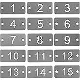 StayMax Rectangle Metal Hollowed Numbered Tags - Stainless Steel Key Tags (1-25)