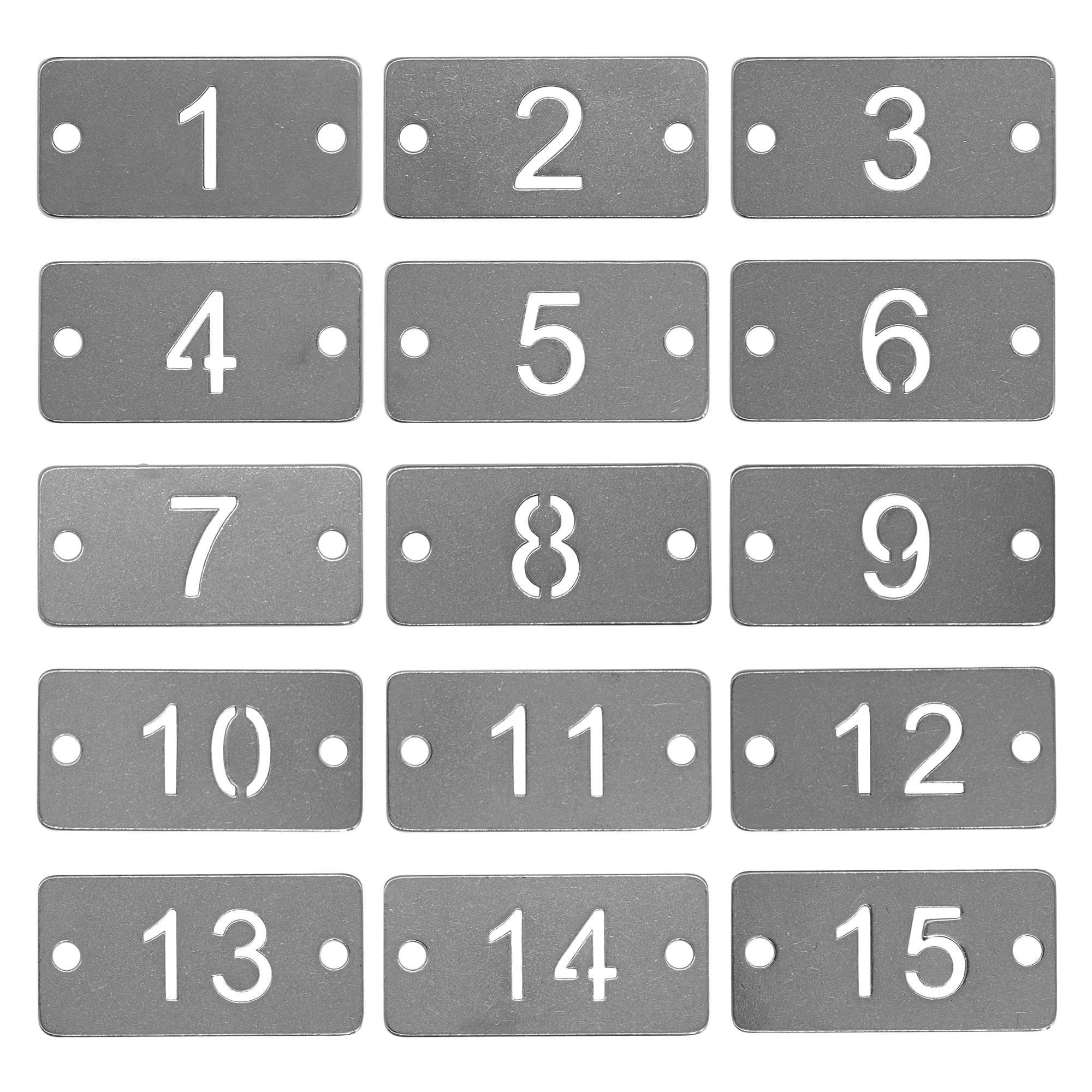 Rectangle Metal Hollowed Numbered Tags Stainless Steel Number Key Tags with Two Holes (51-100)