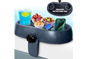 STAR SPLASH Adjustable Hot Tub Table Tray – Heavy-Duty, Nonslip Drink Caddy with Cup Holders - Clamps to Side of Aboveground Bathtub, Spa – Outdoor Patio Accessories and Supplies, 17x10x4 in.