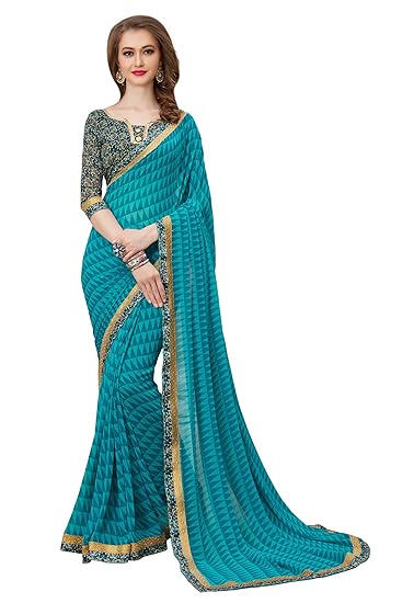 Oomph! Womens Georgette Saree with Blouse Piece