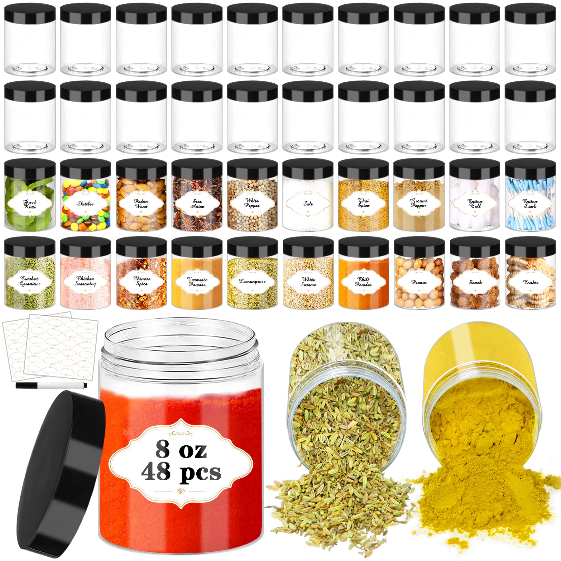 Mua PeacePeo 8 OZ Plastic Jars with Lids, Slime Containers with Lids 48 ...