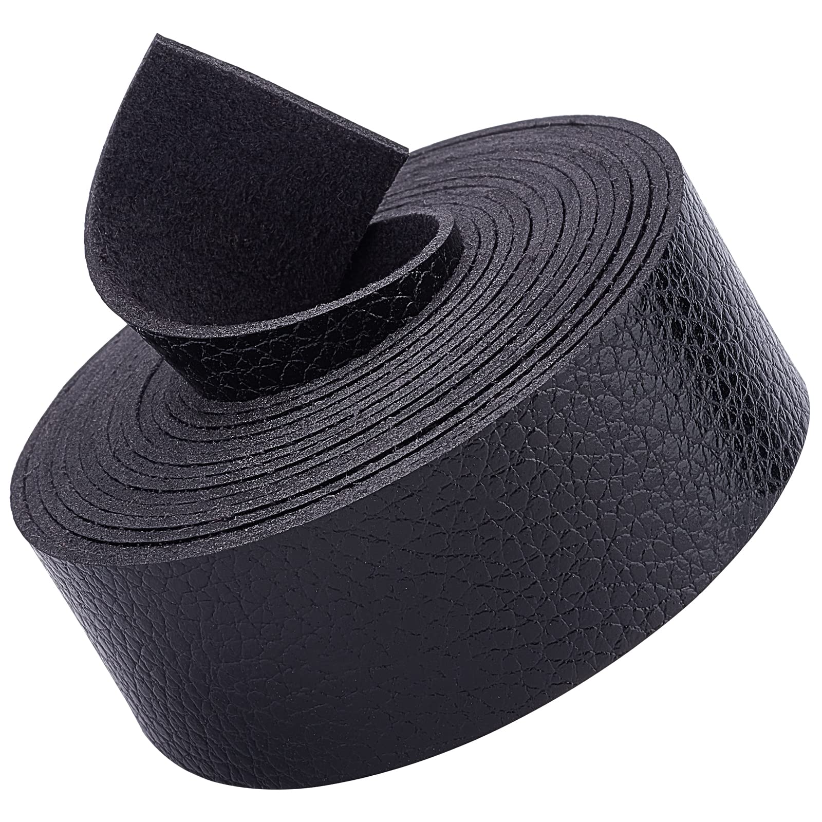 GORGECRAFT Black Leather Strap Strip 1 Inch Wide 79 Inch Long Lychee Pattern Leather Belt Strips Wrap Single Sided Flat Cord for DIY Crafts Projects Clothing Jewelry Wrapping Making Bag — image 1