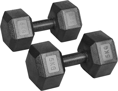 Yaheetech Arm Hand Dumbbell 5 KG Pair Hexagon Antiroll PVC Coated 10 kg