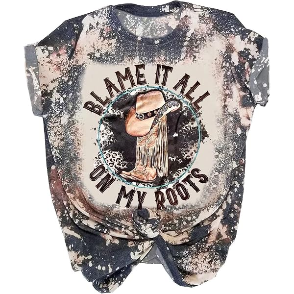 Blame It All On My Roots Shirt – Vintage Country Music Graphic Tee For Women – Casual Short Sleeve Top (Dark Grey, X-Large)