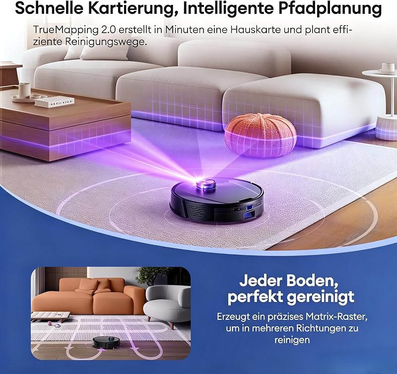 Saugroboter mit Wischfunktion 10000Pa mit Absaugstation 3,5L