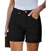LookbookStore Jean Shorts Womens Stretchy High Waisted Ripped Denim Shorts with Pockets Trendy Distressed Cut Off Shorts