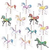 Carousel Horse Cupcake Toppers Carousel Birthday Party Decorations 48Pcs Colorful Carousel Horse Party Cupcake Picks Amusement Carousel Party Decorations for Baby Shower Party Supplies