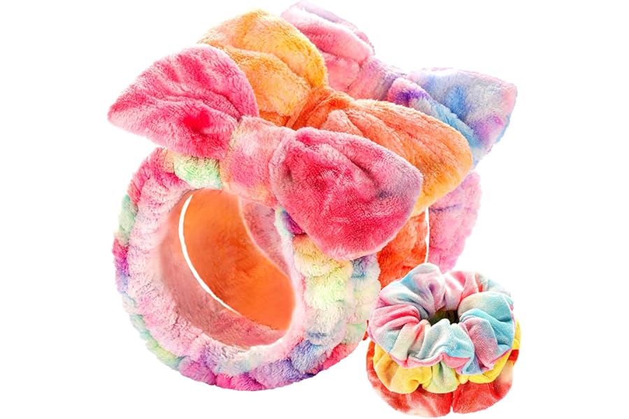 LEOBRO Spa Headband, Makeup and Skincare Headbands for Women, Headband for Washing Face, Face Wash Skin Care Make Up Headbands, with Hair Scrunchies, Christmas Gifts for Teens, Girls, Women
