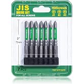 7pcs JIS Screwdriver Bit Set - 3" / 75mm - Impact Ready Japanese Cross Point Bits #1, #2, #3 - Taiwan S2 Steel, Magnetic Tips - Anti Cam-Out Repair Kit Compatible with Honda, Tamiya, Shimano