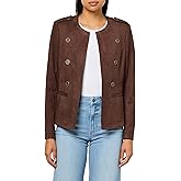 Tommy Hilfiger womens Faux Suede Vegan Suede Collarless Band Jacket