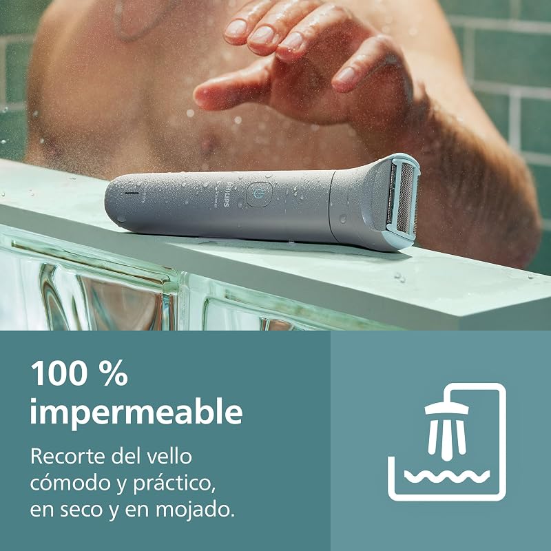 Body Shaver series 3000 - Depiladora masculina com sistema de proteção, Guarnições e ceras das áreas íntimas, Barbear suave e fechado, 100% impermeável, autonomia de 80 min., BG3480/15.
